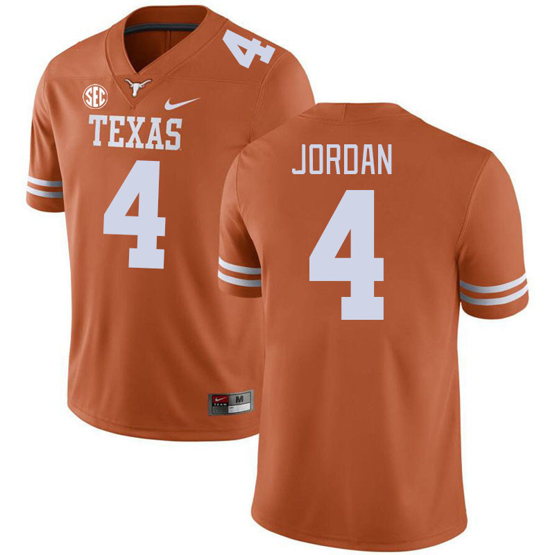 Texas Longhorns #4 Austin Jordan SEC Conference College Football Jerseys Stitched Sale-Orange